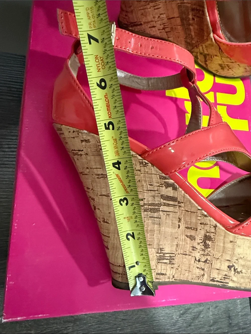Charlotte Russe Coral Patent Cork Wedge Sandals